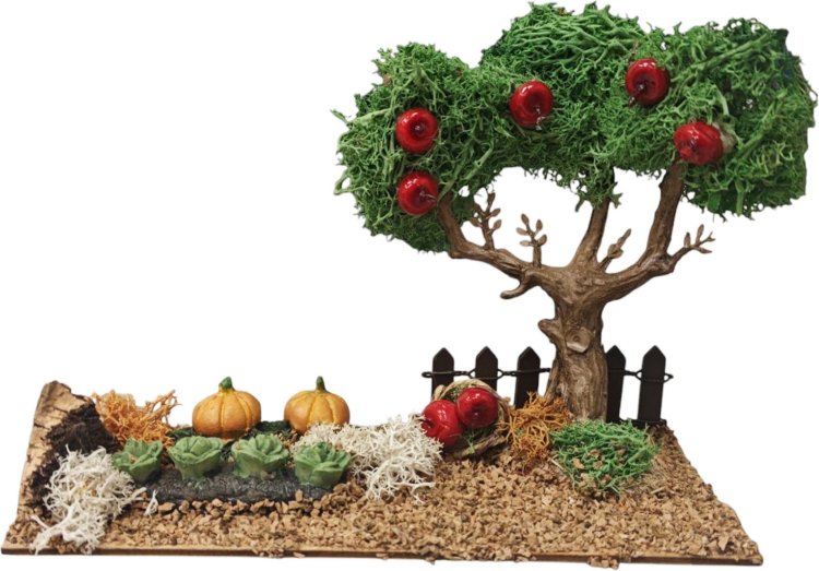 GRUPO HUERTO CON ARBOL / 18X18X13CMS