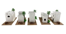 JUEGO 5 CASAS MORAS CORCHO SURT/ 10X6X9CMS (PRECIO JUEGO)