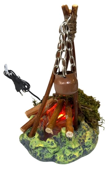 FOGATA RESINA CON LUZ LLAMA A 220V / 9X9X9CMS