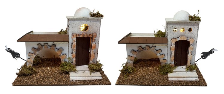 JUEGO 2 POSADAS SURT. CON LUZ BELEN 22X11X16CMS (PRECIO JUEGO)