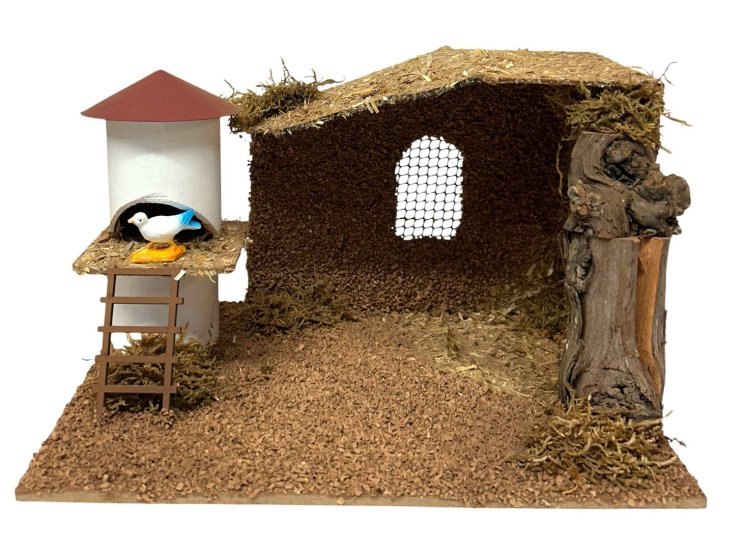 PORTAL CORCHO CON PALOMAR PARA FIGURA 10CMS / 30X18X18CMS