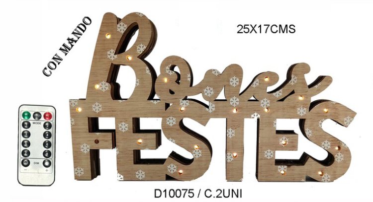 BONES FESTES MADERA C/20LUCES LED Y MANDO (PILA NO INCLUIDA)-27X