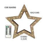 ESTRELLA MADERA C/20LUCES LED C/MANDO (PILA NO INCLUIDA)19X21CMS