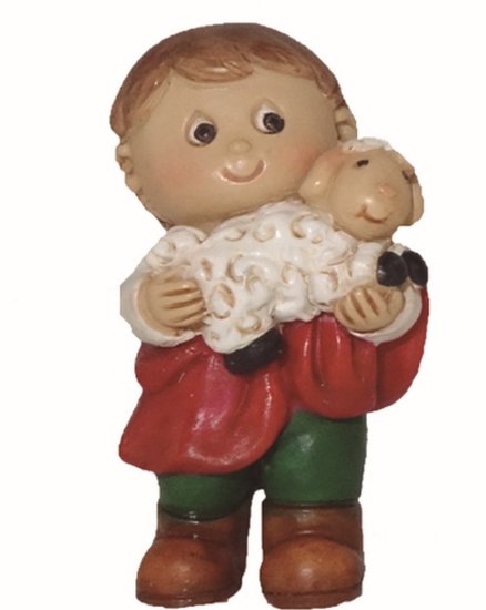 PASTOR CORDERO BRAZOS INFANTIL RESINA 6CMS