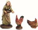 MUJER CON GALLINAS RESINA 11CMS
