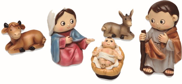 JUEGO NACIMIENTO SIN ANGEL RESINA REDONDITO 9,5CMS.