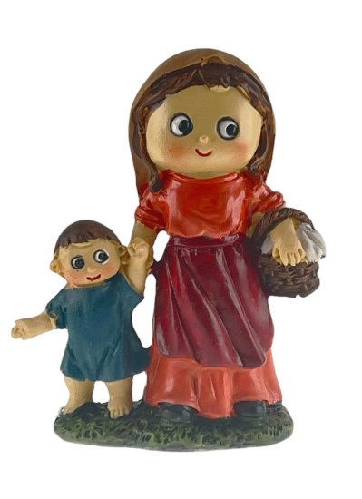 MUJER CON NIÑO RESINA REDONDITO 9,5CMS.