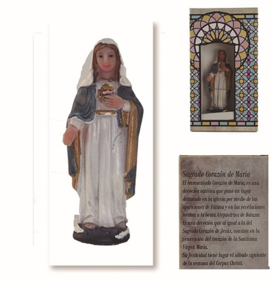 SAGRADO CORAZON DE MARIA RESINA 9CMS - BLANCO