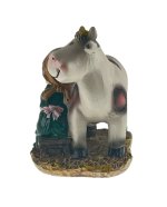 PASTORA CON VACA ORDEÑANDO RESINA MODERNA 9CMS