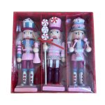 JUEGO 3 NUTCRACKER ROSA SURT. 13CMS PARA COLGAR ARBOL (PRECIO JU