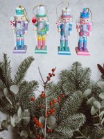 JUEGO 4 NUTCRACKER BASTON COLORES SURT. 13CMS PARA COLGAR ARBOL